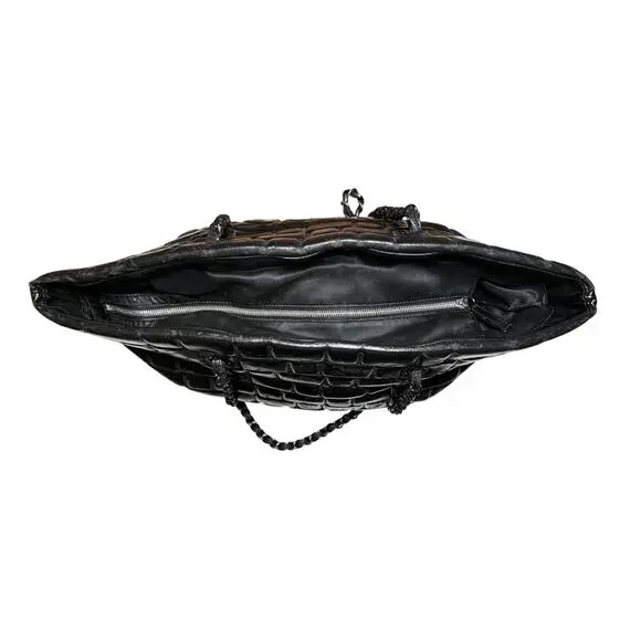 CHANEL Frozen Black Quilted Vinyl Chocolate Bar Large Grand Shopper Tote Bag - Picture 4 of 11